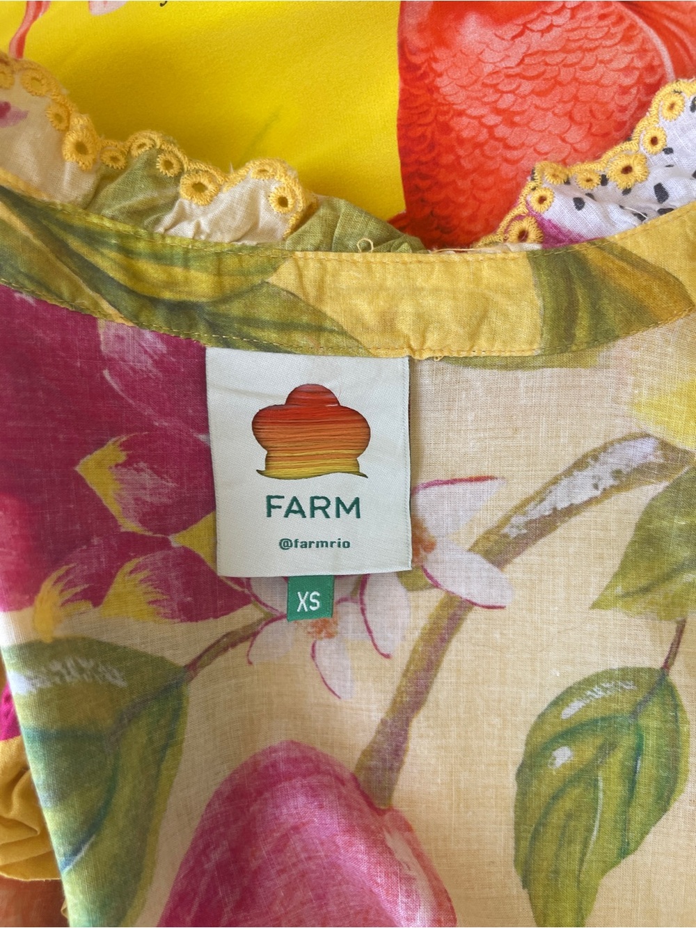 FARM Rio Yellow Tropical Ruffle‑Front Blouse - Size XS - Picture 5 of 5